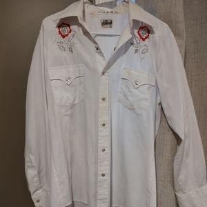 Men's pearl snap embroidered western shirt